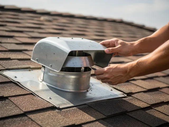 Largo Dryer Vent Cleaning certified technician safely cleaning a roof-mounted dryer vent in Largo