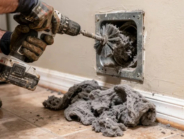 Certified Largo Dryer Vent Cleaning technician performing dryer vent cleaning in Largo